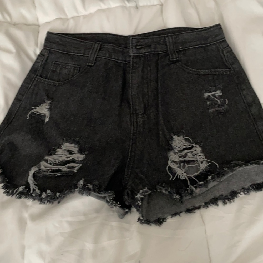 Black jean shorts